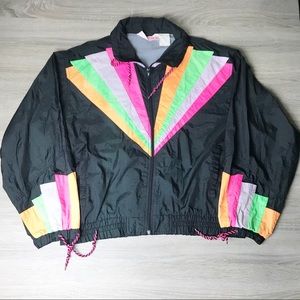 Vintage retro neon windbreaker jacket